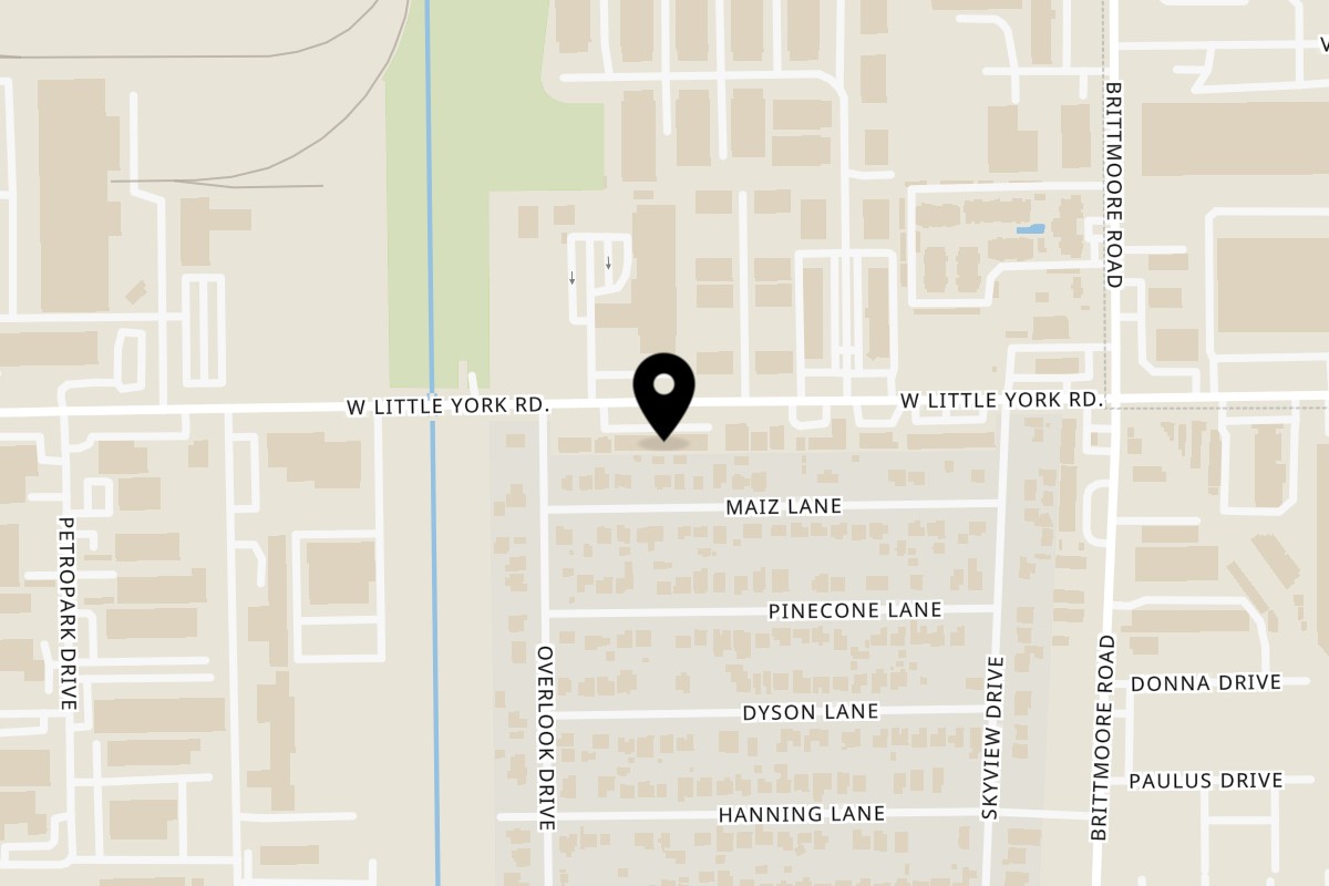 Map showing the location of Crazy Cajun Seafood Shoppe on 11131 W Little York Rd Ste F in Houston
